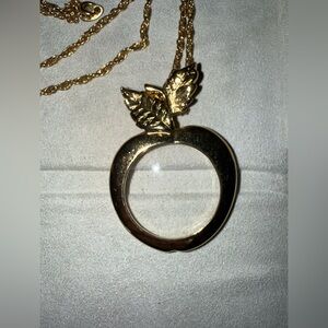 Vintage Apple Magnifying Pendant Necklace